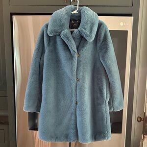 Women’s (L) J Crew Faux Fur Blue Coat